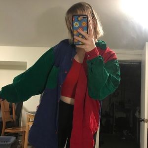 vintage thrifted tri colour cord button up!